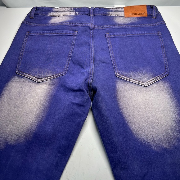 Junbaoss Purple Distressed Slim Fit Stretch 36x31 Classic Jeans - Picture 2 of 3